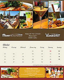Der Cottbuser Gutscheinkalender 2021 Kalenderblatt Strandpromenade und Almhütte Cottbus