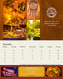 Der Cottbuser Gutscheinkalender 2021 Kalenderblatt Restaurant Saloon Rancheros Cottbus
